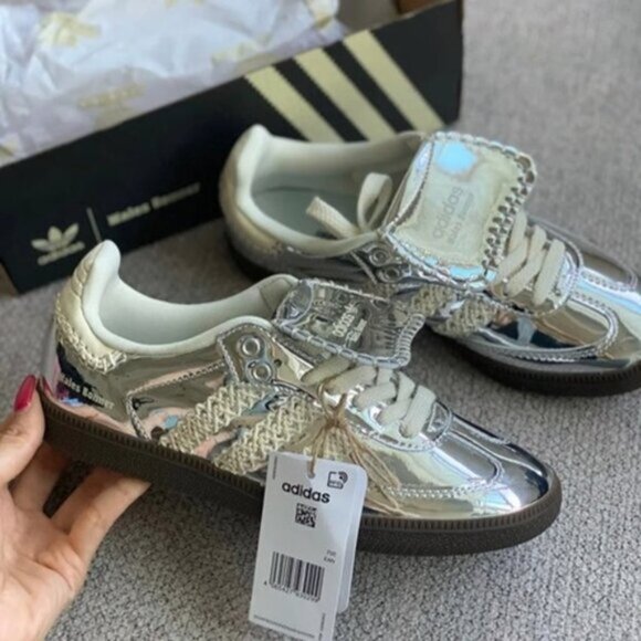 Adidas Wales Bonner X Samba Silver Metallic Sneakers - Picture 1 of 7